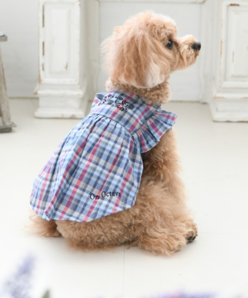 One Octave(ワンオクターヴ)の「One Octave/ワンオクターヴ/マドラスチェックワンピ/犬服(ドッグウェア)(ペットウェア・レディース・ブルー/オレンジ・S/L/2M/2L/XS/M)」の2枚目の写真