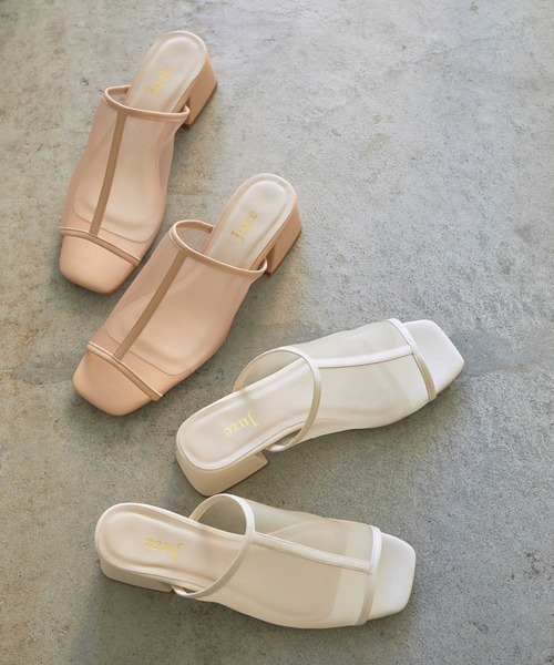 Juze（ジュゼ）の「チュールヒールサンダル（サンダル・レディース・ベージュ系その他/オフホワイト・M/S/L）」の7枚目の写真