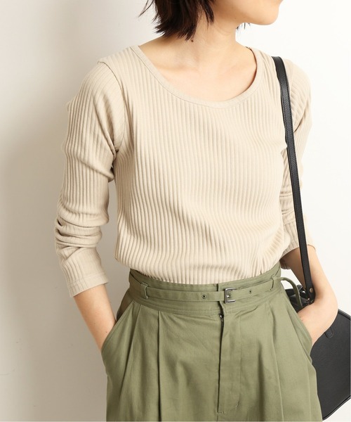 SLOBE IENA(スローブイエナ)の「プリーツリブプルオーバー【手洗い可能】◆(Tシャツ/カットソー・レディース・ホワイト/ブラウン/ベージュ/ブルー・FREE)」の22枚目の写真
