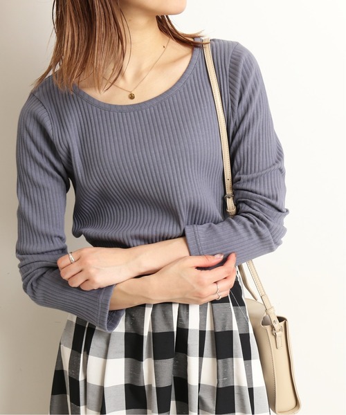 SLOBE IENA(スローブイエナ)の「プリーツリブプルオーバー【手洗い可能】◆(Tシャツ/カットソー・レディース・ホワイト/ブラウン/ベージュ/ブルー・FREE)」の12枚目の写真