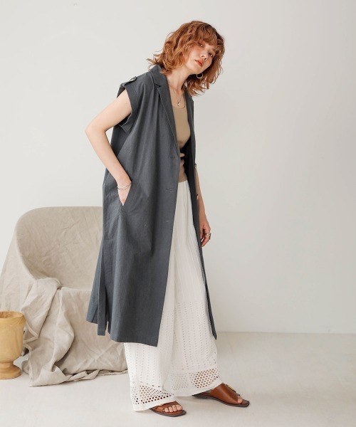 Bab（バブ）の「【WEB限定】コットンレースミックスパンツ（その他パンツ・レディース・ブラウン/オフホワイト/チャコールグレー・38）」の12枚目の写真