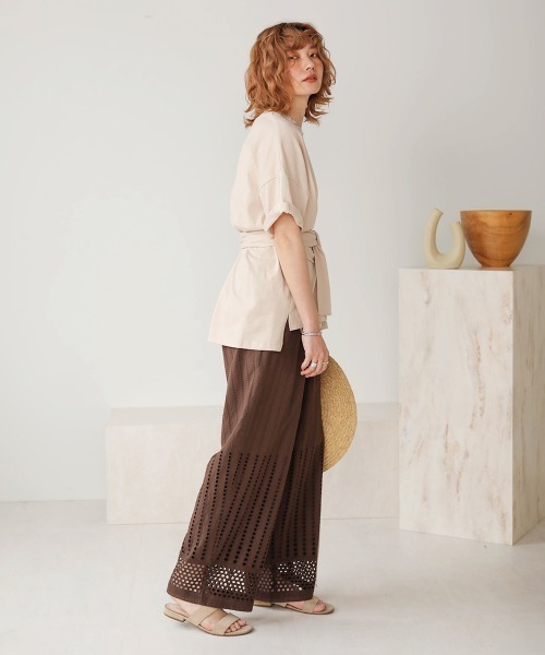 Bab（バブ）の「【WEB限定】コットンレースミックスパンツ（その他パンツ・レディース・ブラウン/オフホワイト/チャコールグレー・38）」の17枚目の写真