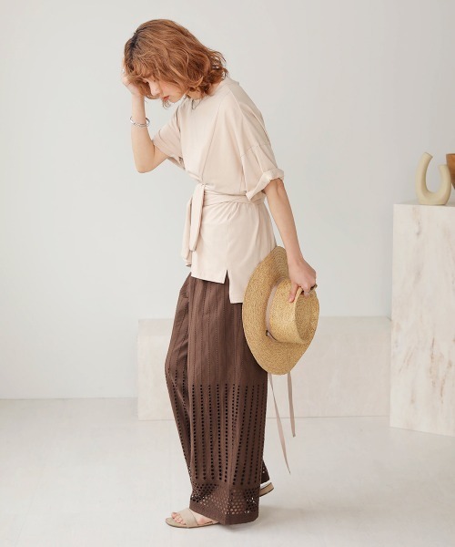 Bab（バブ）の「【WEB限定】コットンレースミックスパンツ（その他パンツ・レディース・ブラウン/オフホワイト/チャコールグレー・38）」の20枚目の写真