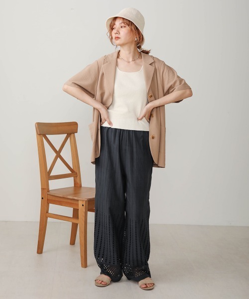 Bab（バブ）の「【WEB限定】コットンレースミックスパンツ（その他パンツ・レディース・ブラウン/オフホワイト/チャコールグレー・38）」の21枚目の写真