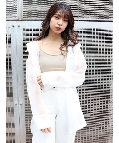 MURUA（ムルーア）の「バッククロスリブキャミソール（キャミソール・レディース・ホワイト/ブラック/オレンジ/ベージュ・FREE）」の7枚目の写真