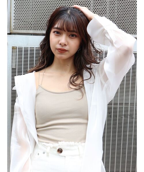 MURUA（ムルーア）の「バッククロスリブキャミソール（キャミソール・レディース・ホワイト/ブラック/オレンジ/ベージュ・FREE）」の5枚目の写真