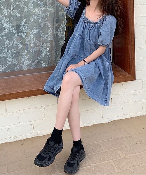 Jewelobe（ジュエローブ）の「デニムティアードミニワンピース