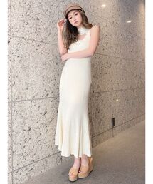 フロントオープンマーメイドニットワンピース