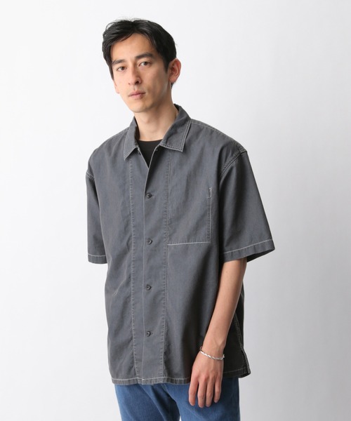 GLOBAL WORK(グローバルワーク)の「デニムカバーオールシャツ半袖/935473(シャツ/ブラウス・メンズ・ネイビー/グレー/ブルー・SMALL/MEDIUM/LARGE)」の4枚目の写真