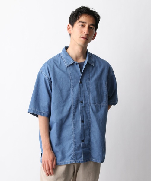 GLOBAL WORK(グローバルワーク)の「デニムカバーオールシャツ半袖/935473(シャツ/ブラウス・メンズ・ネイビー/グレー/ブルー・SMALL/MEDIUM/LARGE)」の8枚目の写真