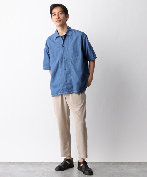 GLOBAL WORK(グローバルワーク)の「デニムカバーオールシャツ半袖/935473(シャツ/ブラウス・メンズ・ネイビー/グレー/ブルー・SMALL/MEDIUM/LARGE)」の9枚目の写真