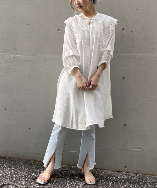 AS KNOW AS PINKY（アズノゥアズピンキー）の「贅沢タックな風フワチュニック（チュニック・レディース・ブラック/オフホワイト/ブルー・FREE）」の16枚目の写真