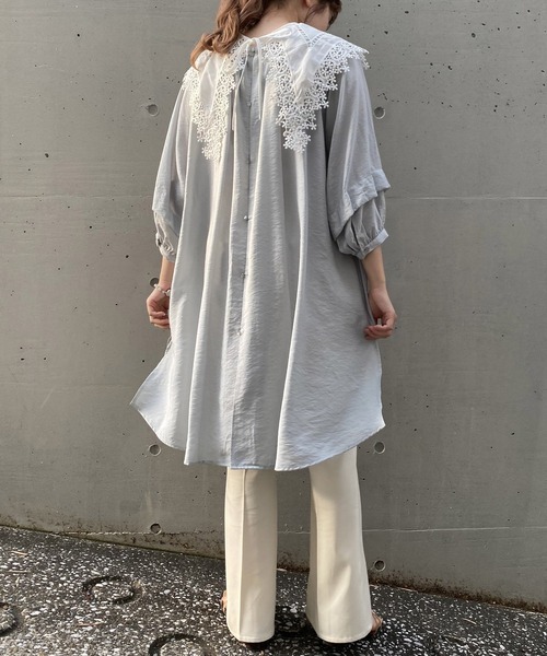 AS KNOW AS PINKY（アズノゥアズピンキー）の「贅沢タックな風フワチュニック（チュニック・レディース・ブラック/オフホワイト/ブルー・FREE）」の17枚目の写真