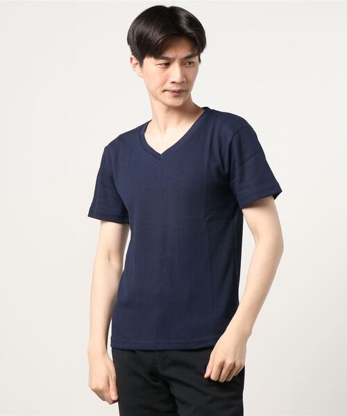 Bling Leads(ブリングリーズ)の「21/- サーマル Vネック 半袖 Tシャツ(Tシャツ/カットソー・メンズ・サックスブルー/グレー/ネイビー/カーキ/ホワイト/ライトピンク/ブラック・XL/M/L)」の5枚目の写真