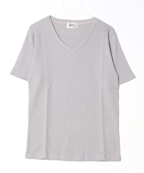 Bling Leads(ブリングリーズ)の「21/- サーマル Vネック 半袖 Tシャツ(Tシャツ/カットソー・メンズ・サックスブルー/グレー/ネイビー/カーキ/ホワイト/ライトピンク/ブラック・XL/M/L)」の1枚目の写真