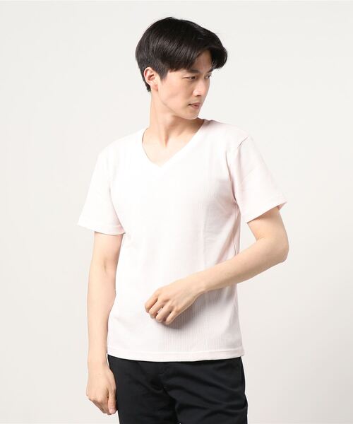 Bling Leads(ブリングリーズ)の「21/- サーマル Vネック 半袖 Tシャツ(Tシャツ/カットソー・メンズ・サックスブルー/グレー/ネイビー/カーキ/ホワイト/ライトピンク/ブラック・XL/M/L)」の7枚目の写真
