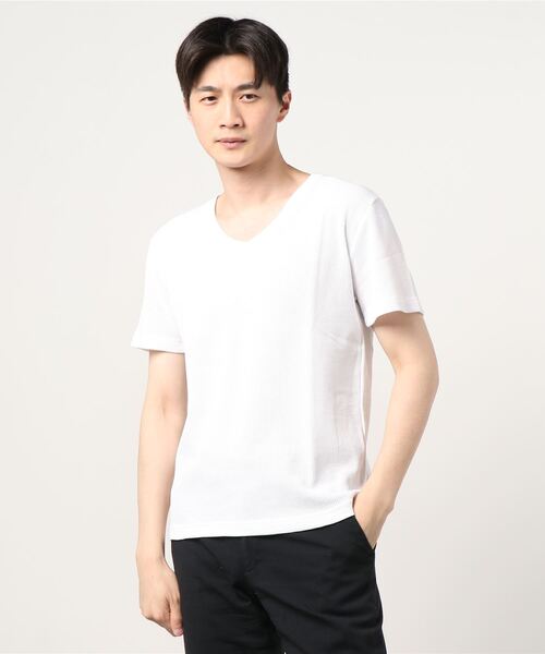 Bling Leads(ブリングリーズ)の「21/- サーマル Vネック 半袖 Tシャツ(Tシャツ/カットソー・メンズ・サックスブルー/グレー/ネイビー/カーキ/ホワイト/ライトピンク/ブラック・XL/M/L)」の2枚目の写真