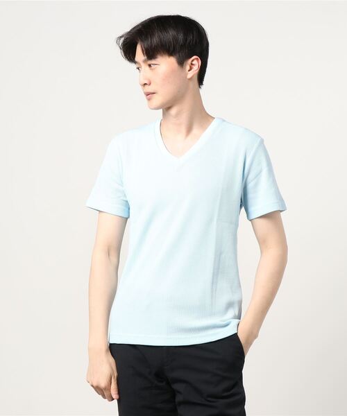 Bling Leads(ブリングリーズ)の「21/- サーマル Vネック 半袖 Tシャツ(Tシャツ/カットソー・メンズ・サックスブルー/グレー/ネイビー/カーキ/ホワイト/ライトピンク/ブラック・XL/M/L)」の6枚目の写真
