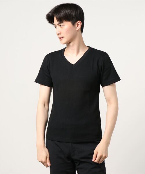Bling Leads(ブリングリーズ)の「21/- サーマル Vネック 半袖 Tシャツ(Tシャツ/カットソー・メンズ・サックスブルー/グレー/ネイビー/カーキ/ホワイト/ライトピンク/ブラック・XL/M/L)」の3枚目の写真