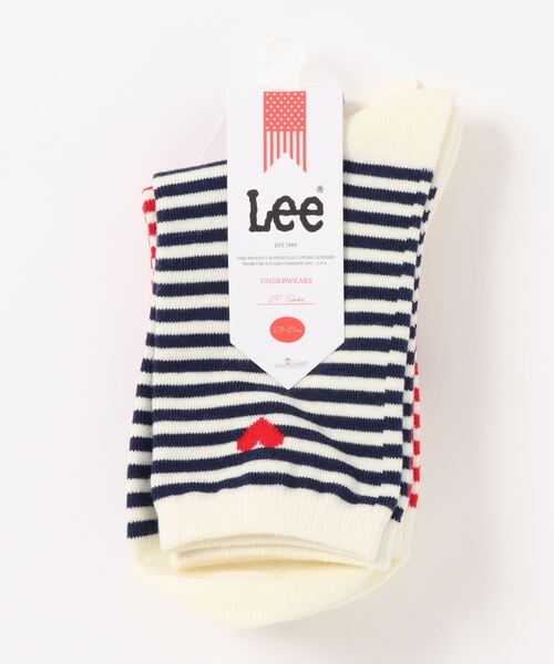 セール クオーター丈ハートボーダーソックス 23 25cm レディース ソックス 靴下 Lee リー のファッション通販 Zozotown