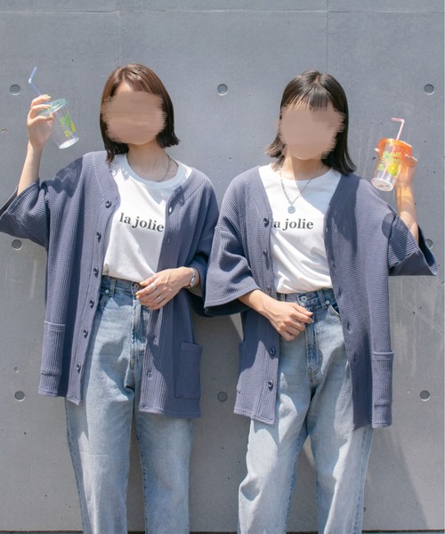 PairPair（ペアペア）の「サーマルカットソーカーデ（ユニセックス）（カーディガン/ボレロ・メンズ・ブラック/ブルー/アイボリー・FREE）」の3枚目の写真