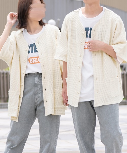 PairPair（ペアペア）の「サーマルカットソーカーデ（ユニセックス）（カーディガン/ボレロ・メンズ・ブラック/ブルー/アイボリー・FREE）」の2枚目の写真