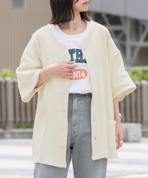 PairPair（ペアペア）の「サーマルカットソーカーデ（ユニセックス）（カーディガン/ボレロ・メンズ・ブラック/ブルー/アイボリー・FREE）」の11枚目の写真