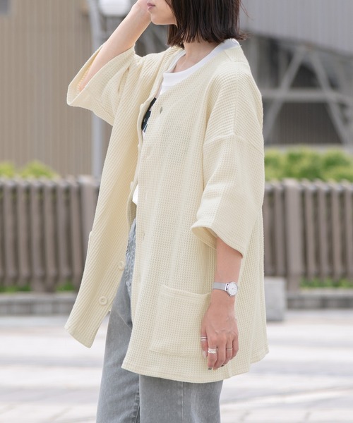 PairPair（ペアペア）の「サーマルカットソーカーデ（ユニセックス）（カーディガン/ボレロ・メンズ・ブラック/ブルー/アイボリー・FREE）」の12枚目の写真