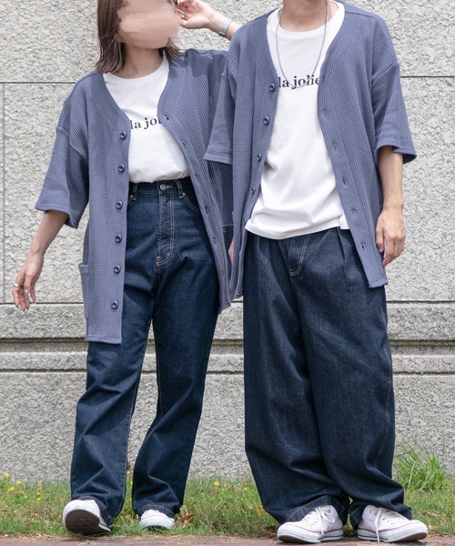 PairPair（ペアペア）の「サーマルカットソーカーデ（ユニセックス）（カーディガン/ボレロ・メンズ・ブラック/ブルー/アイボリー・FREE）」の4枚目の写真