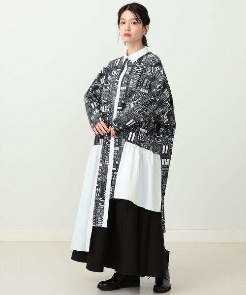 Carolina Glaser ロゴプリント Carolina シャツワンピース ワンピース Carolina Glaser カロリナ ロゴプリント グレイサー のファッション