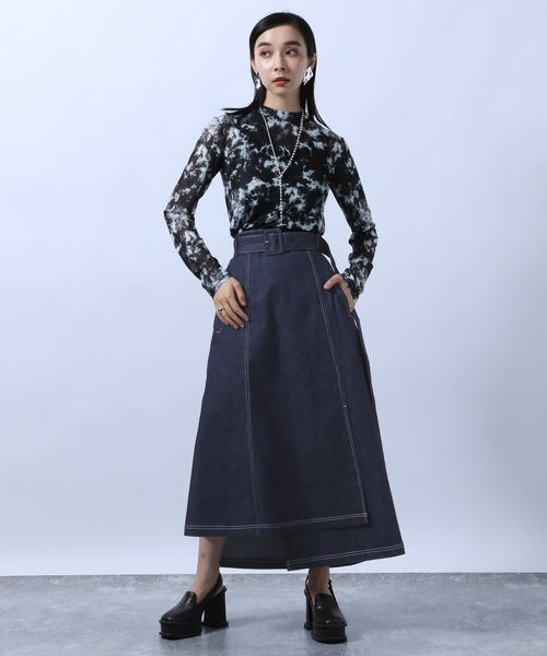 HARE(ハレ)の「ステッチデザインスカート(HARE)(スカート・レディース・ブラック/ブルー・FREE)」の13枚目の写真