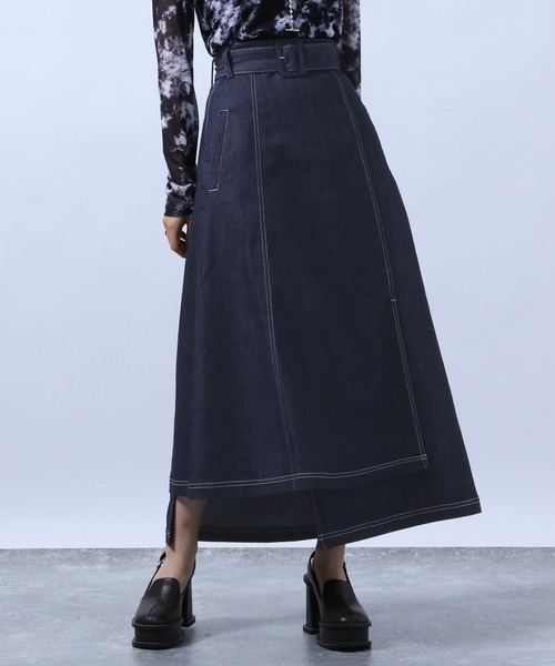 HARE(ハレ)の「ステッチデザインスカート(HARE)(スカート・レディース・ブラック/ブルー・FREE)」の3枚目の写真