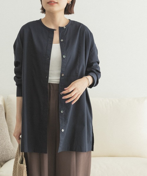 FORK&SPOON（フォークアンドスプーン）の「FORK&SPOON　ツイルシャツチュニック（シャツ/ブラウス・レディース・ネイビー/ストライプ・ONE）」の8枚目の写真