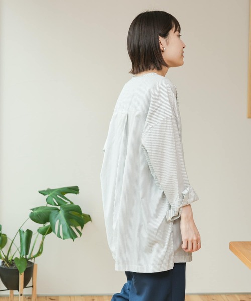 FORK&SPOON（フォークアンドスプーン）の「FORK&SPOON　ツイルシャツチュニック（シャツ/ブラウス・レディース・ネイビー/ストライプ・ONE）」の5枚目の写真