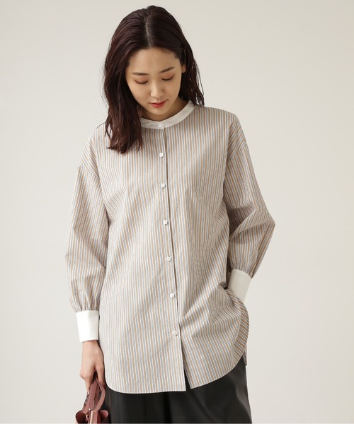 NATURAL BEAUTY BASIC(ナチュラルビューティーベーシック)の「クレリックフォルムシャツ/0171210901(シャツ/ブラウス・レディース・ベージュ系その他/ブルー系その他・MEDIUM/SMALL)」の6枚目の写真