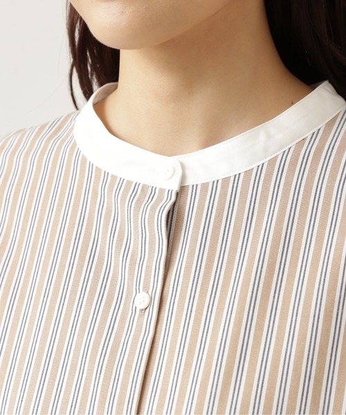 NATURAL BEAUTY BASIC(ナチュラルビューティーベーシック)の「クレリックフォルムシャツ/0171210901(シャツ/ブラウス・レディース・ベージュ系その他/ブルー系その他・MEDIUM/SMALL)」の9枚目の写真