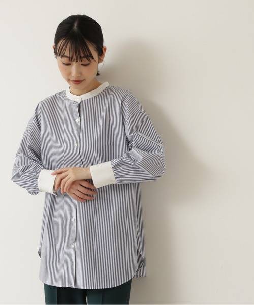 NATURAL BEAUTY BASIC(ナチュラルビューティーベーシック)の「クレリックフォルムシャツ/0171210901(シャツ/ブラウス・レディース・ベージュ系その他/ブルー系その他・MEDIUM/SMALL)」の18枚目の写真