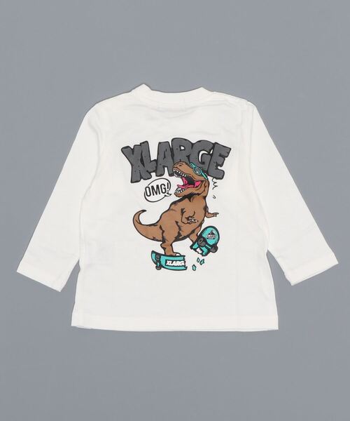 XLARGE KIDS(エクストララージキッズ)の「スケートダイナソー長袖゙Tシャツ(Tシャツ/カットソー・キッズ・ライトカーキ/ホワイト/ベージュ・140cm/130cm/110cm/120cm/90cm/100cm/80cm)」の4枚目の写真