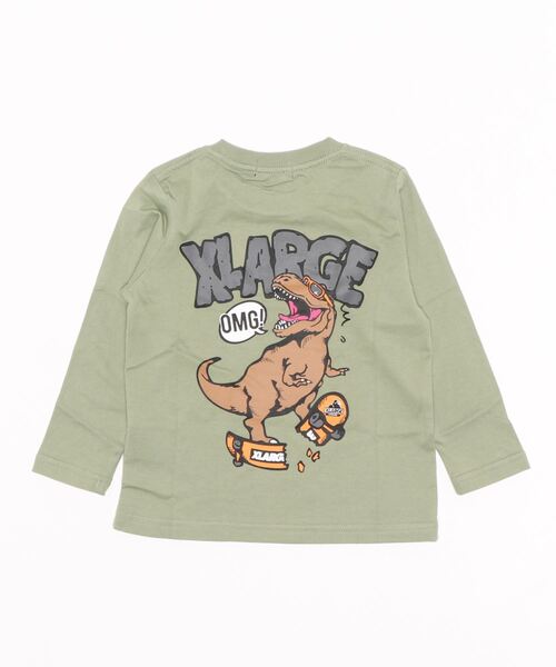 XLARGE KIDS(エクストララージキッズ)の「スケートダイナソー長袖゙Tシャツ(Tシャツ/カットソー・キッズ・ライトカーキ/ホワイト/ベージュ・140cm/130cm/110cm/120cm/90cm/100cm/80cm)」の6枚目の写真