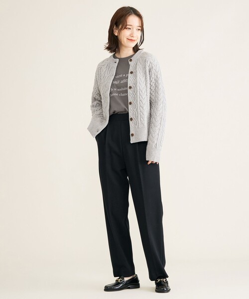 SHARE PARK（シェアパーク）の「【洗える】コットンロングスリーブロゴTシャツ（Tシャツ/カットソー・レディース・ホワイト系/グレー系/ベージュ系・F）」の8枚目の写真