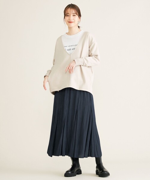 SHARE PARK（シェアパーク）の「【洗える】コットンロングスリーブロゴTシャツ（Tシャツ/カットソー・レディース・ホワイト系/グレー系/ベージュ系・F）」の14枚目の写真