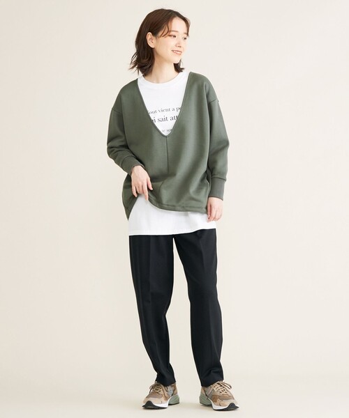 SHARE PARK（シェアパーク）の「【洗える】コットンロングスリーブロゴTシャツ（Tシャツ/カットソー・レディース・ホワイト系/グレー系/ベージュ系・F）」の15枚目の写真