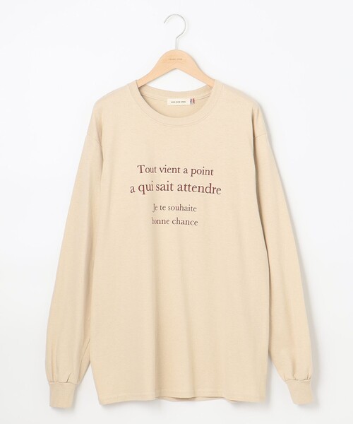 SHARE PARK（シェアパーク）の「【洗える】コットンロングスリーブロゴTシャツ（Tシャツ/カットソー・レディース・ホワイト系/グレー系/ベージュ系・F）」の18枚目の写真