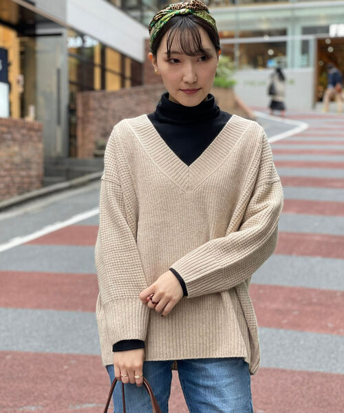 fredy emue(フレディエミュ)の「HAMILTON WOOL ワッフルMIXプルオーバーニット(ニット/セーター・レディース・レッド/オフホワイト/キャメル・38)」の10枚目の写真