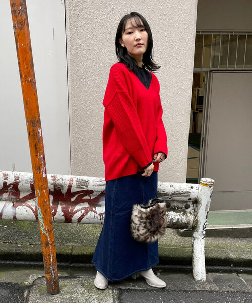 fredy emue(フレディエミュ)の「HAMILTON WOOL ワッフルMIXプルオーバーニット(ニット/セーター・レディース・レッド/オフホワイト/キャメル・38)」の12枚目の写真