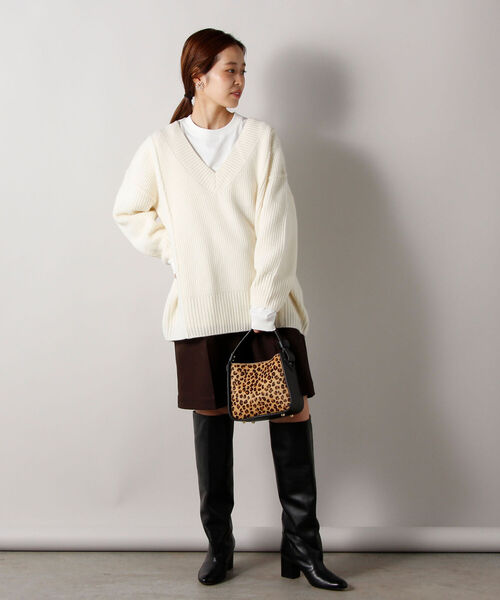 fredy emue(フレディエミュ)の「HAMILTON WOOL ワッフルMIXプルオーバーニット(ニット/セーター・レディース・レッド/オフホワイト/キャメル・38)」の18枚目の写真