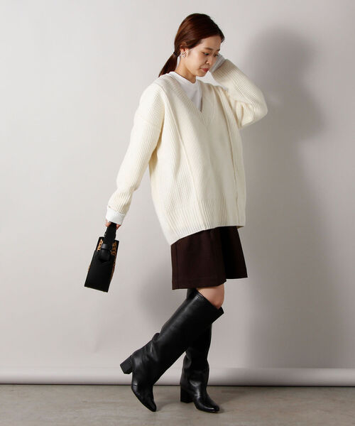 fredy emue(フレディエミュ)の「HAMILTON WOOL ワッフルMIXプルオーバーニット(ニット/セーター・レディース・レッド/オフホワイト/キャメル・38)」の5枚目の写真