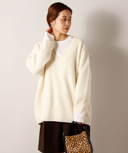 fredy emue(フレディエミュ)の「HAMILTON WOOL ワッフルMIXプルオーバーニット(ニット/セーター・レディース・レッド/オフホワイト/キャメル・38)」の9枚目の写真