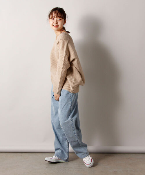 fredy emue(フレディエミュ)の「HAMILTON WOOL ワッフルMIXプルオーバーニット(ニット/セーター・レディース・レッド/オフホワイト/キャメル・38)」の13枚目の写真