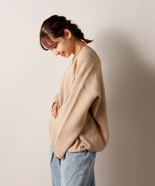 fredy emue(フレディエミュ)の「HAMILTON WOOL ワッフルMIXプルオーバーニット(ニット/セーター・レディース・レッド/オフホワイト/キャメル・38)」の22枚目の写真